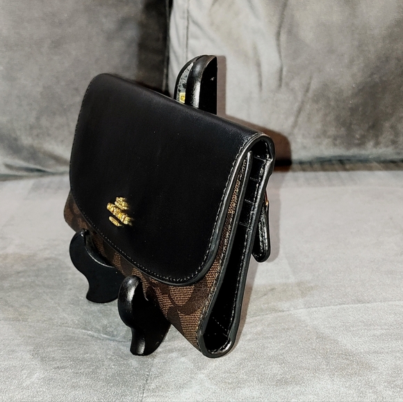 COACH SIGNATURE MONOGRAM TRI-FOLD LONG SNAP WALLET COATED CANVAS & LEATHER NWOT - Picture 11 of 15